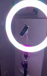 Светодиодная кольцевая LED лампа RGB MJ33 с пультом и штативом 33 см белый/черный
