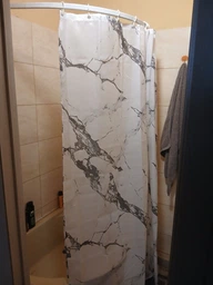 Штора для ванной комнаты шторка для душа белый мармор 180×200 см + кольца (12 шт) для шторки для ванной, белый фото от покупателей 5