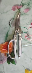 Ножницы кухонные для мяса птицы рыбы зелени пиццы разделочные металлические с зубчатой зоной для орехов омаров мелких костей стальные зубчатые из нержавеющей стали прочные мощные многофункциональные бытовые с металлическими ручками для дома кухни Satori фото от покупателей 3