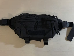 Cумка бананка мужская TAC-1 Black черная из ткани Оксфорд 1000Д, поясная и нагрудная сумка с креплениями для аксессуаров, 40.5х15х9 см