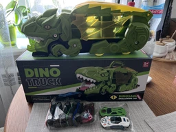 Автовоз трейлер динозавр трансформер Dino T-Rex 3в1 8 машинок червоний