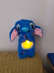Дитяча м'яка інтерактивна плюшева іграшка дихаючий Стич Stich з підсвічуванням музикою та ефектом дихання, світиться, колискова колір синій фото від покупців 2