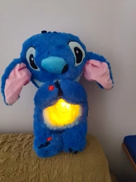 Дитяча м'яка інтерактивна плюшева іграшка дихаючий Стич Stich з підсвічуванням музикою та ефектом дихання, світиться, колискова колір синій