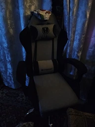 Кресло игровое Holmer GCH-05 Size L Fabric Gray/Black Metall+Footrest
