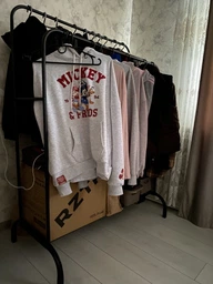 Двойная стойка вешалка для одежды и обуви Loft Rack TW-602 напольная стальная с полкой на колесах Black фото от покупателей 1