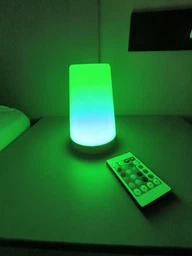 Аккумуляторний нічник з USB зарядкою LED RGB лампа в спальню Villa Volance з пультом, зміна 13 кольорів, регулювання яскравості біла + жовта фото від покупців 9
