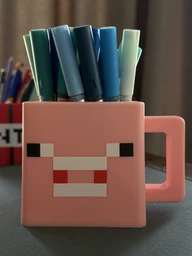Кухоль-кухоль чашка Майнкрафт Порося Minecraft Pig Face пластикова Рожева