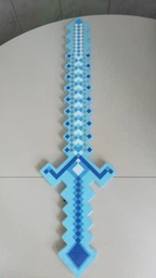 Алмазный пиксельный меч в стиле Minecraft Майнкрафт со звуковыми эффектами и LED-подсветкой, 55×14 см синий