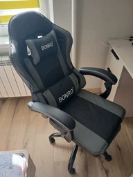 Кресло офисное с подставкой для ног Bonro Racing B-059 серое