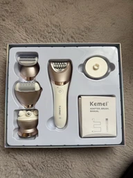 Епілятор бездротовий Kemei суха і волога депіляція 5в1 з насадками депілятор пемза масажер бритва пілінг з підсвіткою