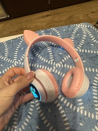Беспроводные наушники с кошачьими ушками CAT EAR Bluetooth 5.0 + EDR детские наушники, игровые с блютуз гарнитурой и LED подсветкой, черные VIV-23M фото от покупателей 5