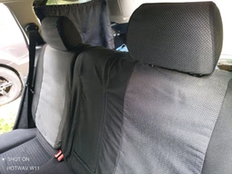 Комплект модельных чехлов AMI.AUTO из германской экокожи черно-желтые кант на Мицубиси Лансер 10 2,0 (Mitsubishi Lancer 10) 2007-2011 седан