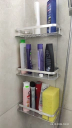 Подвесная металлическая полка для ванной комнаты Bathroom shelf Органайзер в ванную До 10 кг фото от покупателей 2