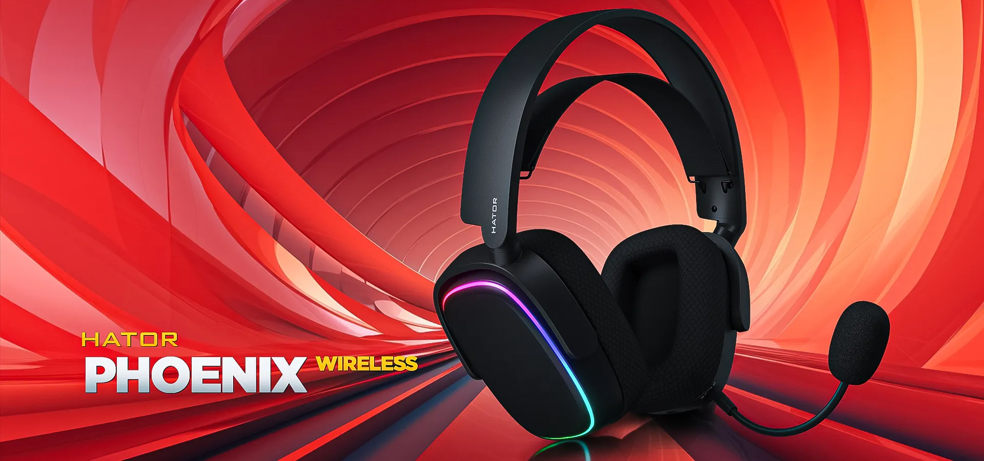 Наушники Hator Phoenix Wireless RGB Tri-mode Black (HTA-870