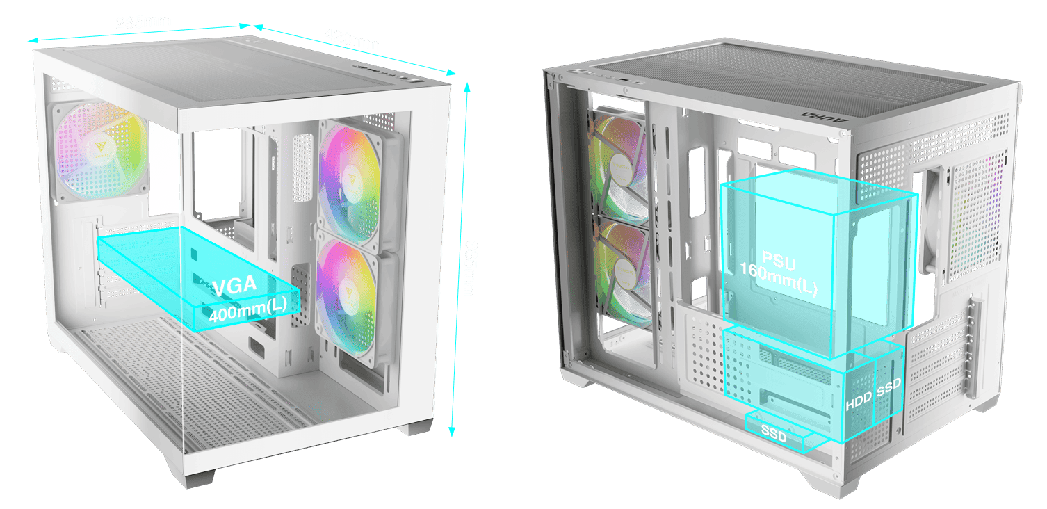 Корпус для ПК, GAMDIAS AURA GC10M V2 WH ARGB PC Case
