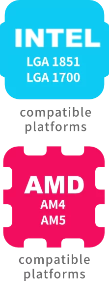 Изображение платформ процессоров Intel и AMD, совместимых с охлаждением LIAN LI HydroShift II LCD-C