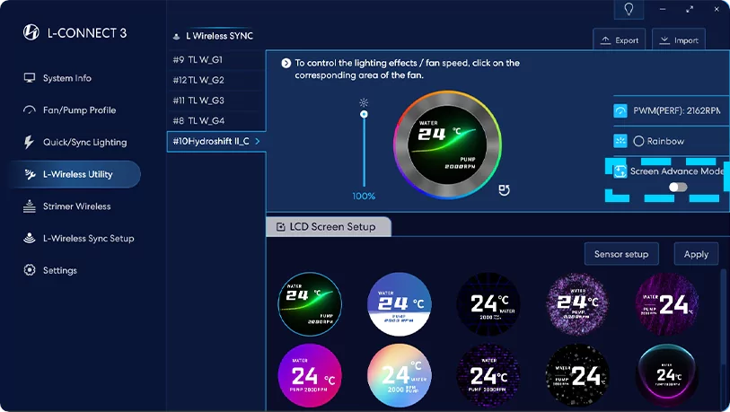 Программное обеспечение охлаждения LIAN LI HydroShift II LCD-C