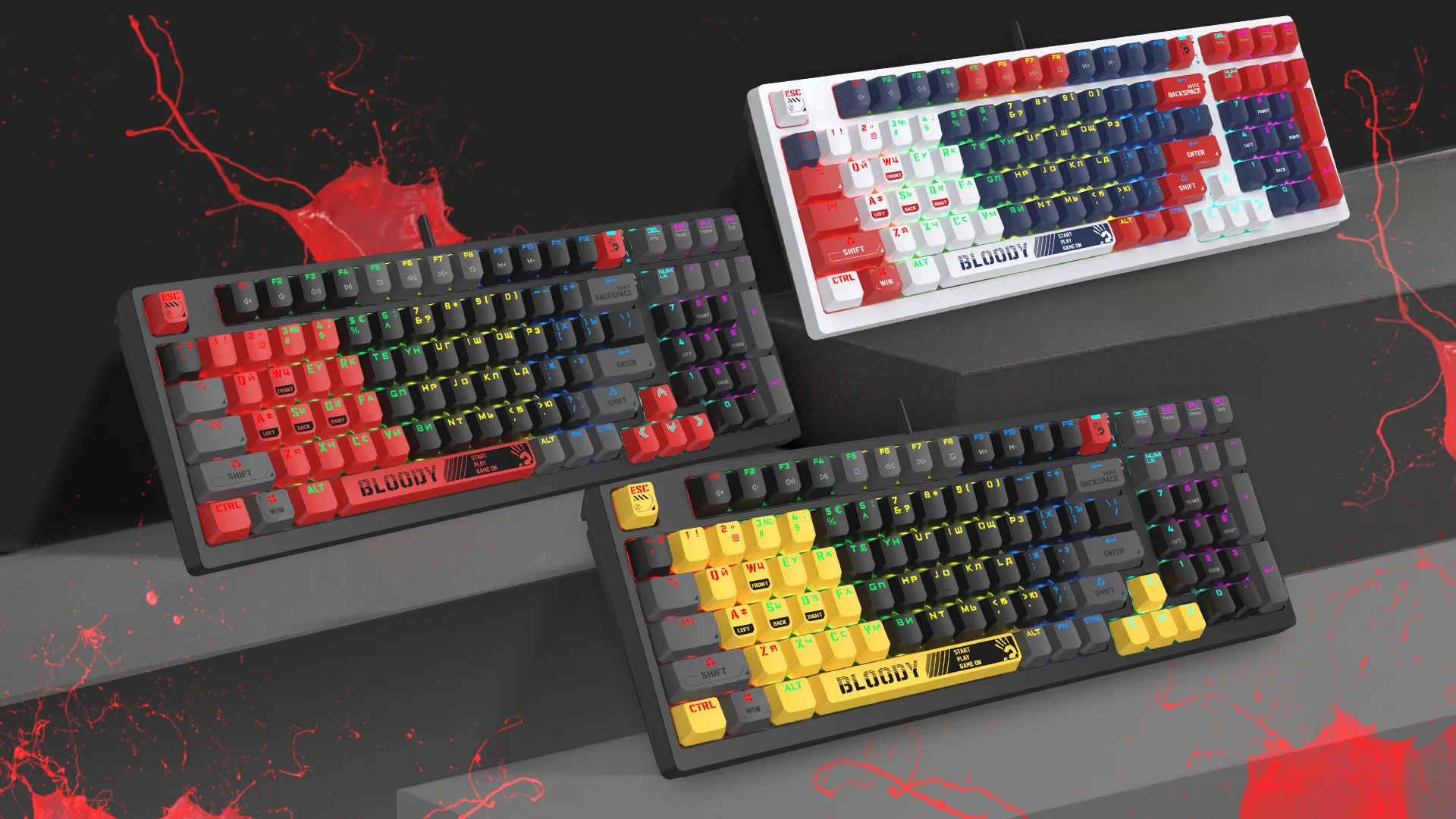 Клавиатура проводная A4Tech S98 Bloody BLMS USB Sports Red