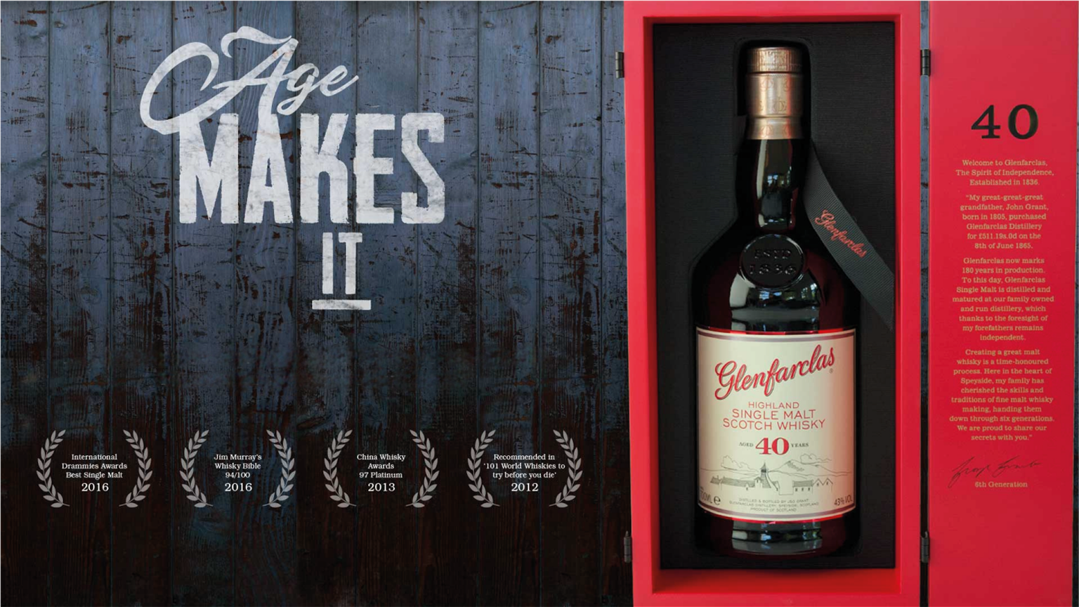 Виски Glenfarclas 40 YO 0.7 л 43% в деревянной коробке
