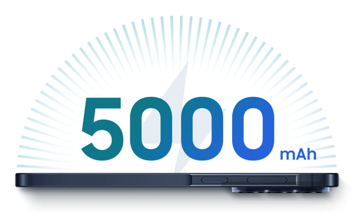 Зображено Galaxy A57 5G. Над пристроєм написано 5 000 мА∙год – для продуктивності і розваг упродовж цілого дня.