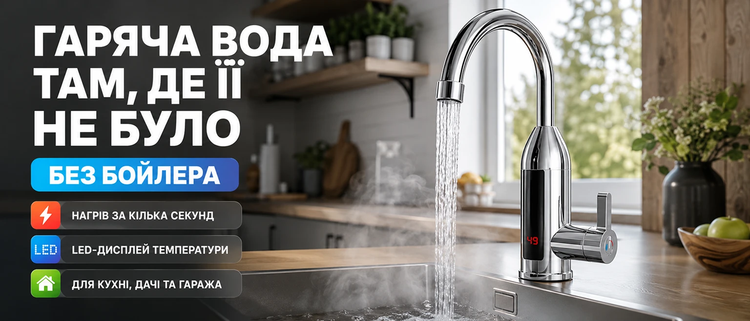 Проточний електричний водонагрівач-кран AVA з нижнім підключенням