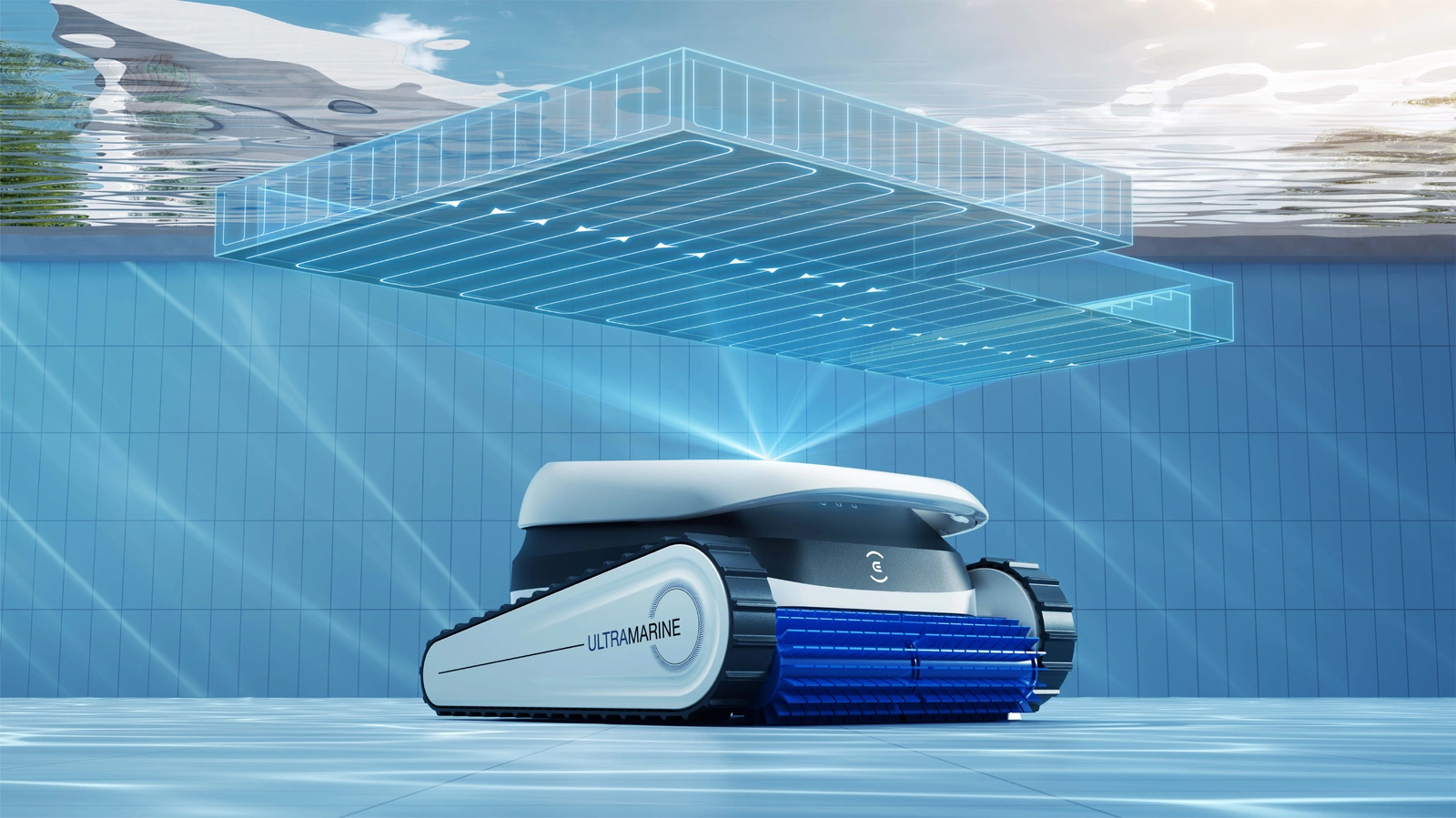 Робот Ultramarine P1 прокладывает маршрут уборки бассейна