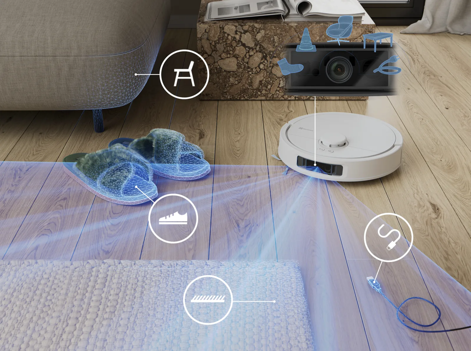 Робот-пылесос распознаёт объекты на полу