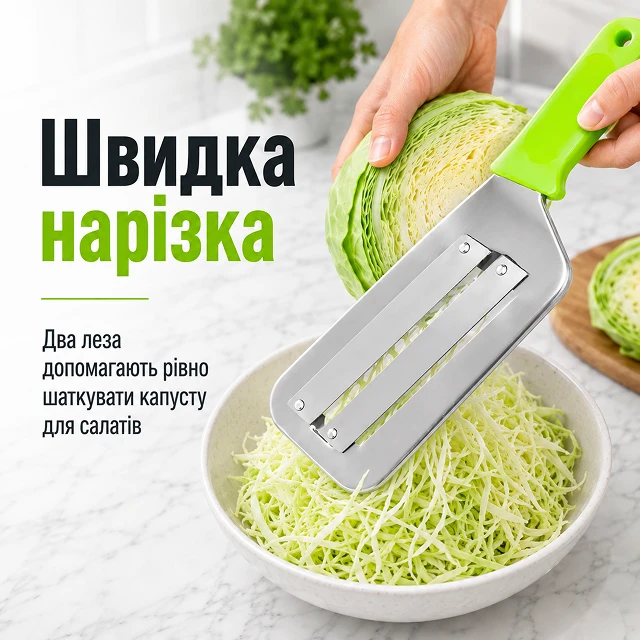 Тонке шаткування свіжої капусти двома паралельними лезами