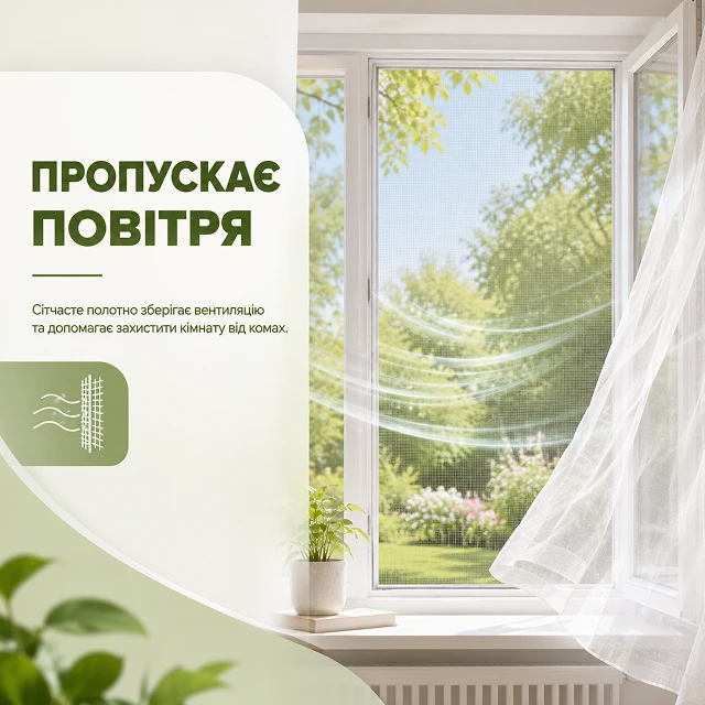 Москитная сетка поддерживает свободную циркуляцию свежего воздуха в комнате