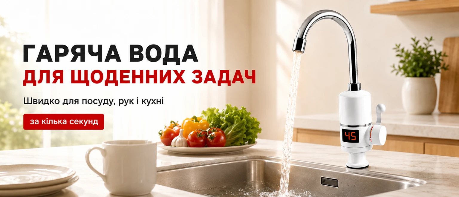 Проточный электрический водонагреватель-кран BRS White с LED-дисплеем