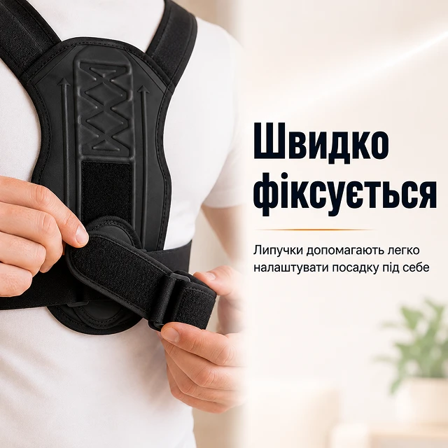 Надійна фіксація корсета за допомогою регульованих липких ременів