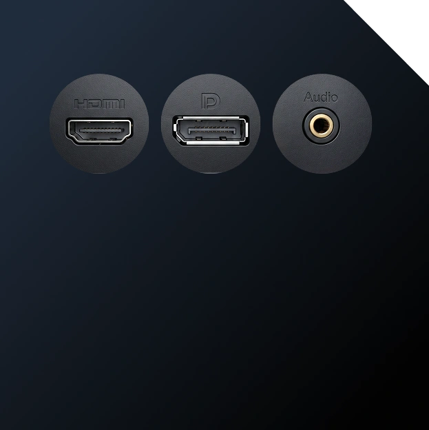 Разъемы подключения HDMI, DisplayPort и аудиовыход на задней панели монитора