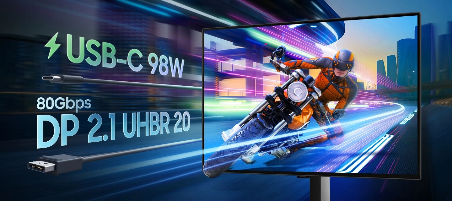 Порты DP 2.1 (UHBR20) и USB-C 98W на Odyssey OLED G8
