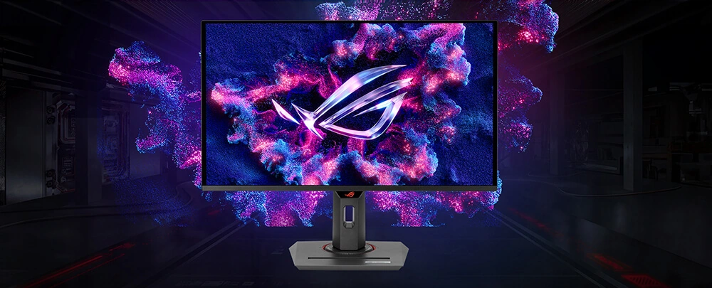 Игровой монитор ASUS ROG Strix OLED XG27UCDMG на рабочем столе