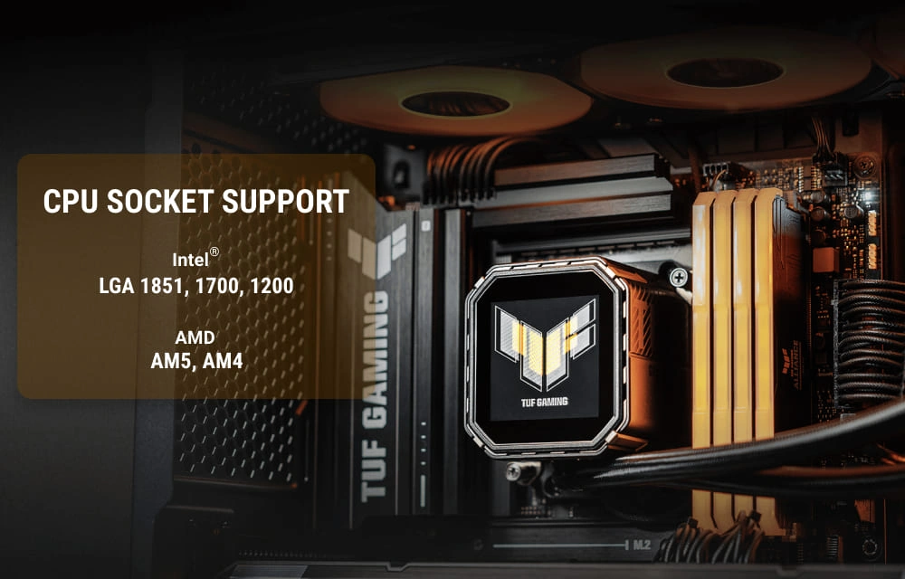 Сумісність TUF Gaming LC III 360 ARGB LCD з платформами Intel та AMD