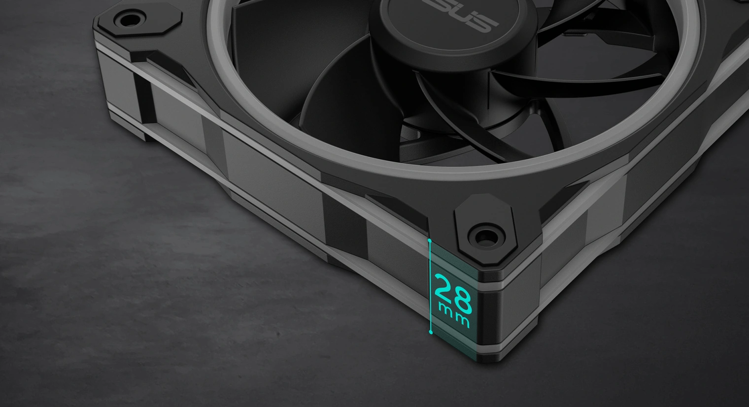 Порівняння товщини рамки вентилятора ASUS Prime MR120 зі стандартною рамкою
