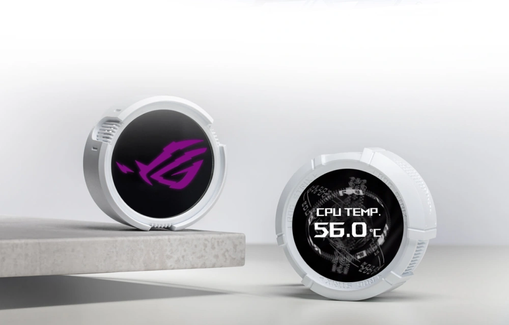 ЖК-дисплей на водоблоке ROG Strix LC III 360 ARGB LCD White Edition