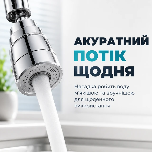 Равномерный мягкий поток воды из аэратора
