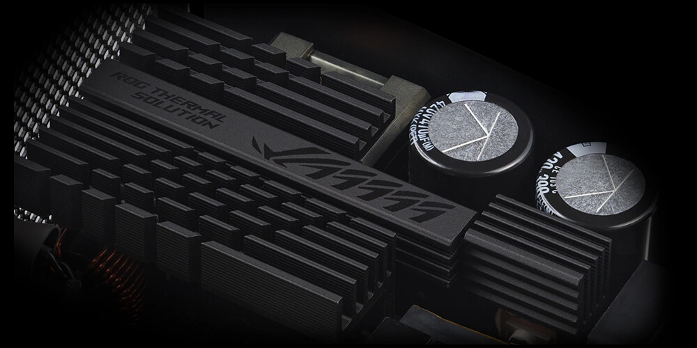 Большие радиаторы ROG в блоке питания ROG Strix 1000W Platinum White Edition