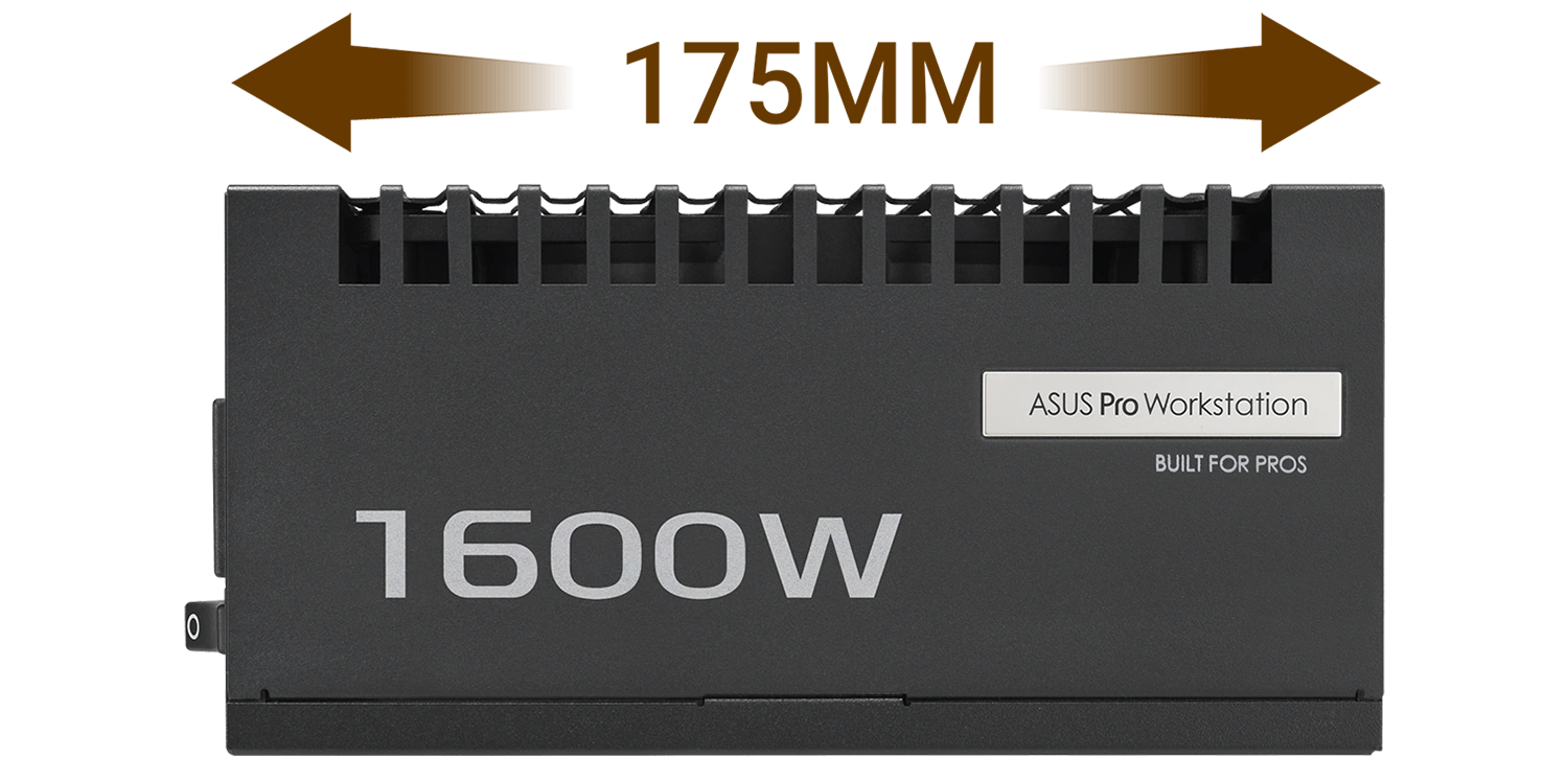 Компактные размеры блока питания ASUS Pro WS 1600W Platinum