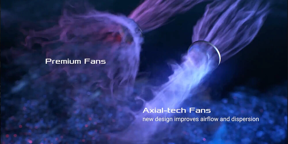Крупный план вентилятора Axial-tech с удлинёнными лопастями