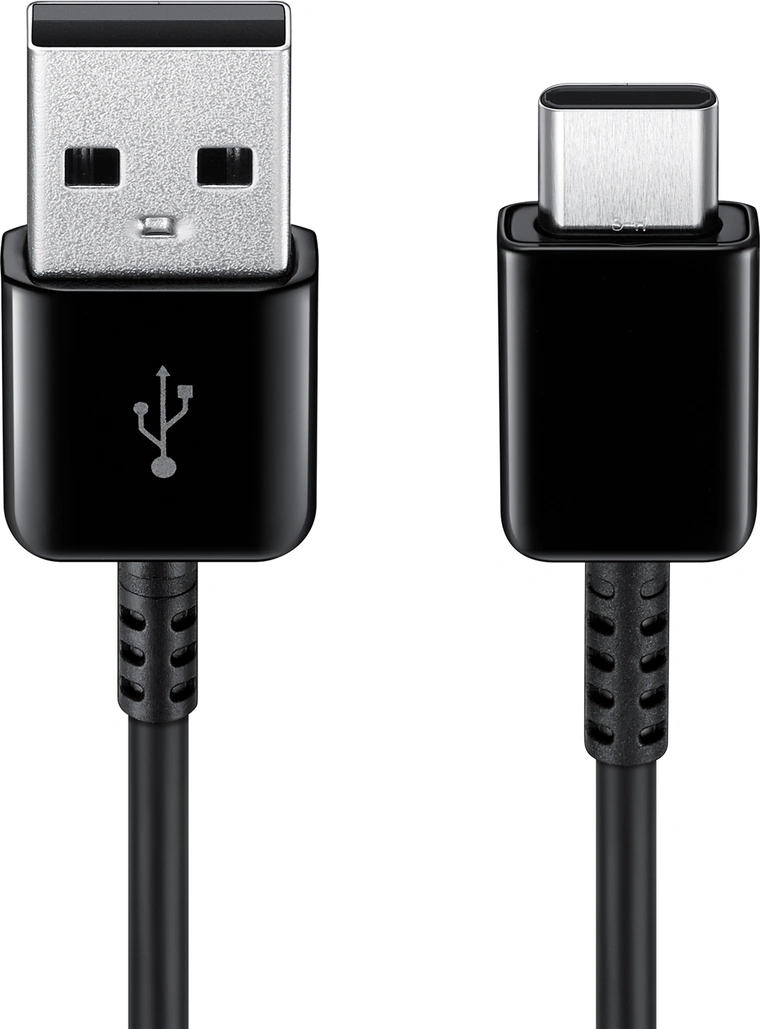 Коннекторы USB Type-A и USB Type-C кабеля Samsung крупным планом