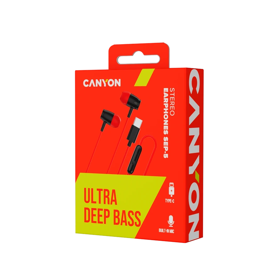Дротові навушники Canyon SEP-5 Type-C Red — комплект