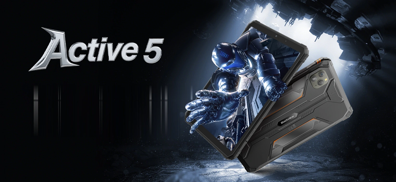 Защищённый планшет Blackview Active 5 в чёрно-оранжевом корпусе