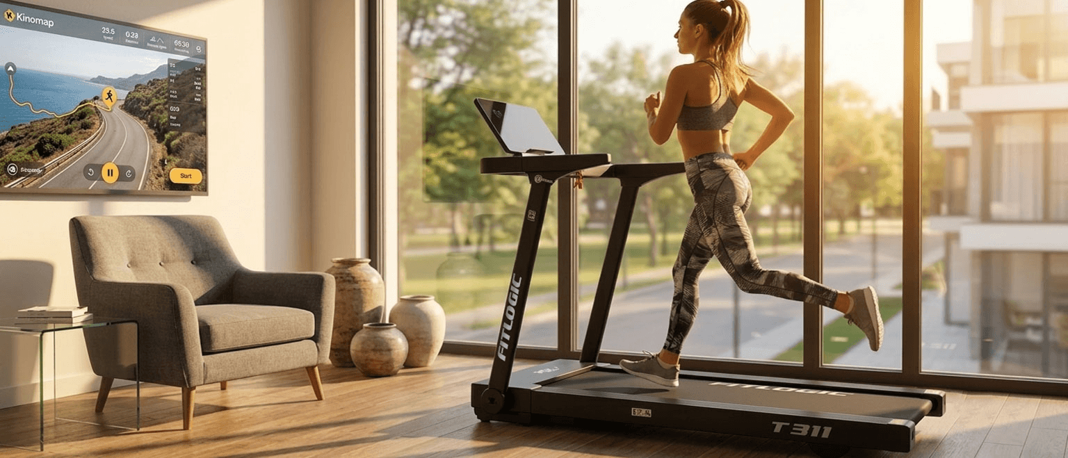 Ультратонка бігова доріжка FitLogic T311 в інтер'єрі