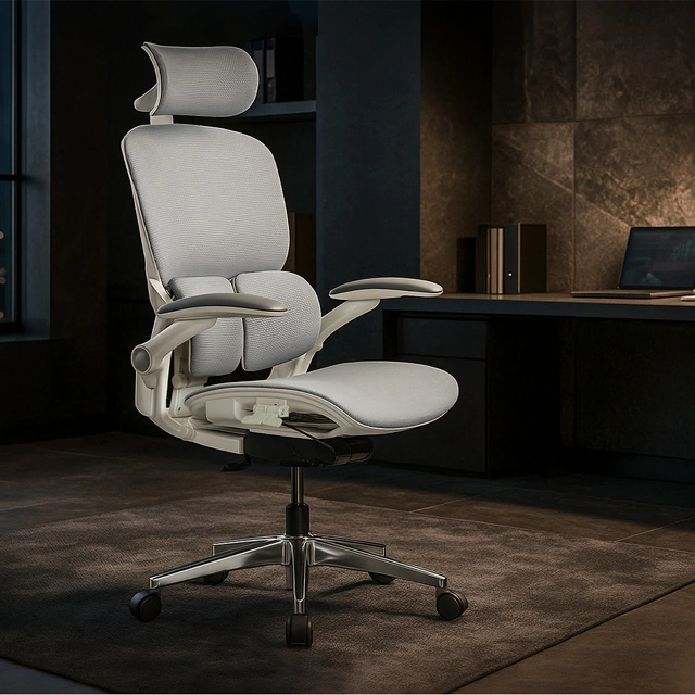 Кресло Mealux S202 Air Grey с сетчатой спинкой в домашнем интерьере