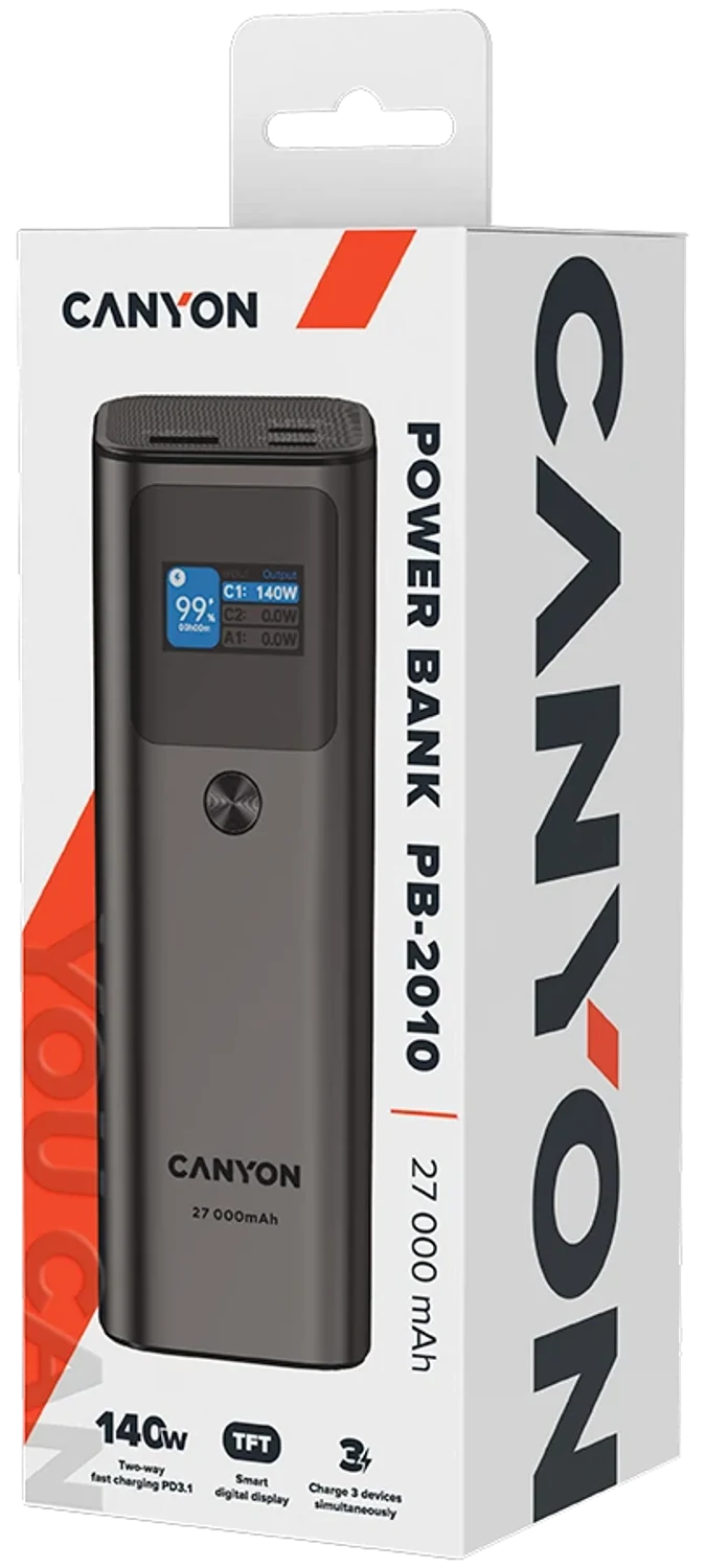Портативний акумулятор Canyon PB-2010 Dark Grey — комплект