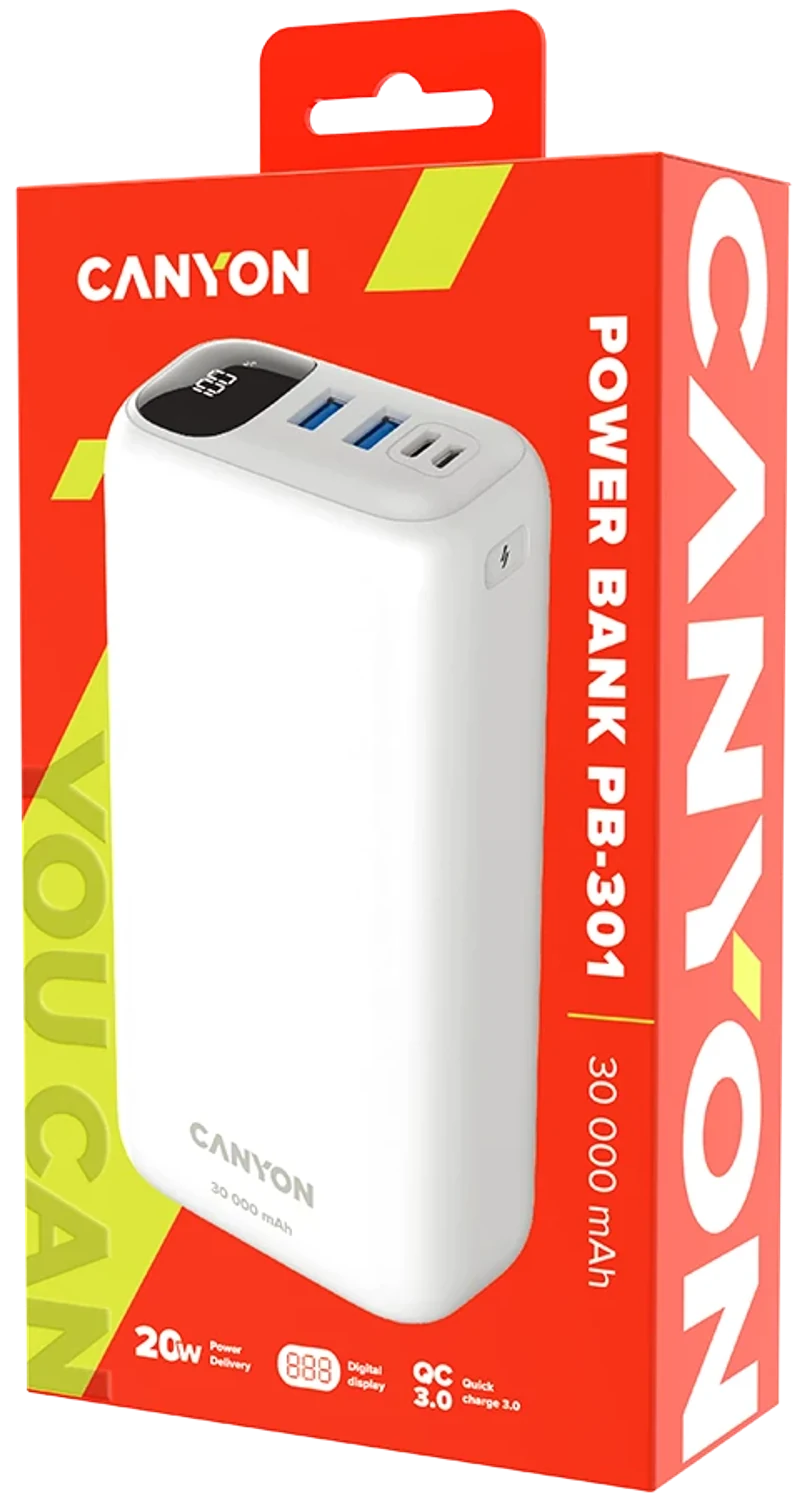 Портативный аккумулятор Canyon PB-301 White — комплект