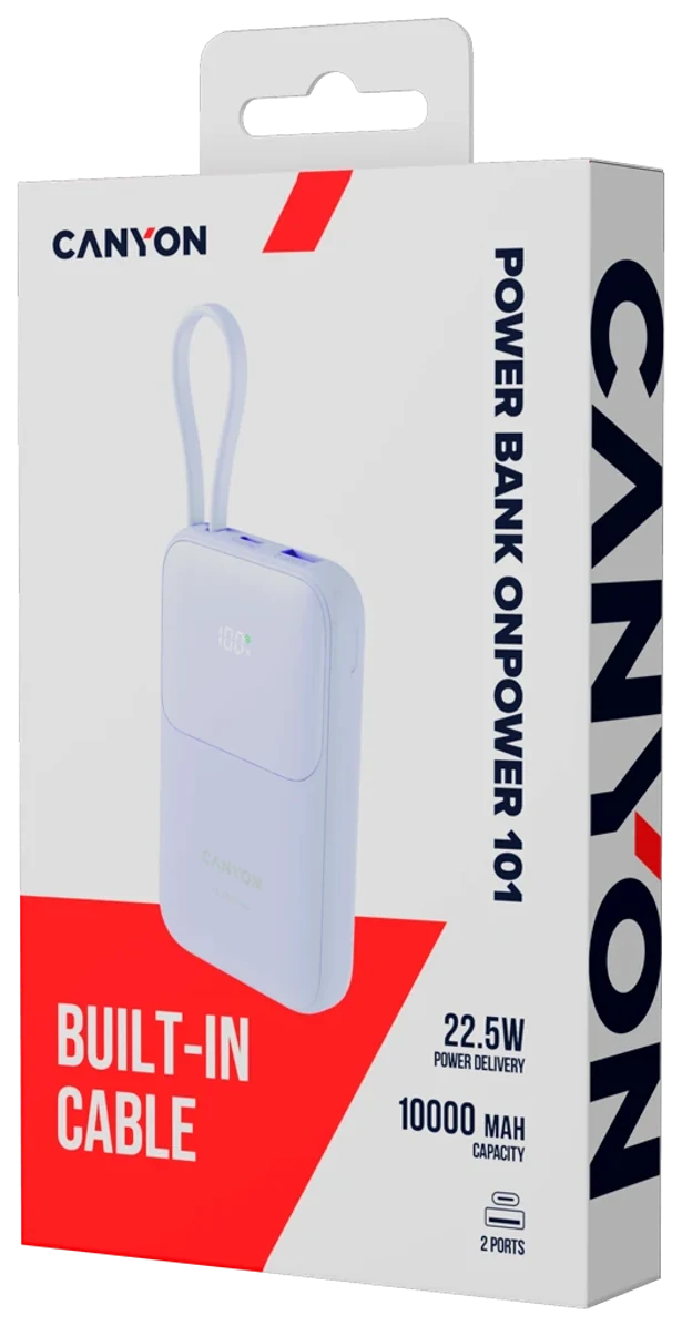 Портативний акумулятор Canyon OnPower 101 Purple — комплект
