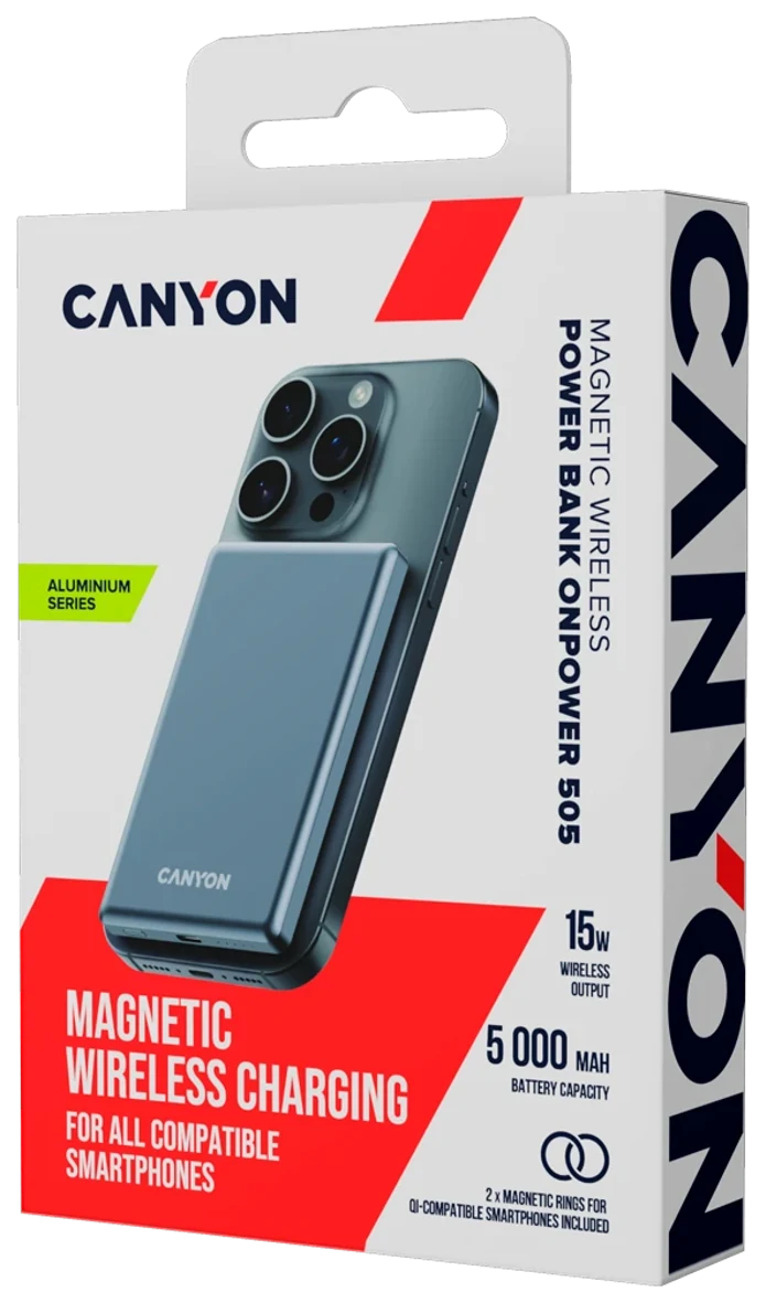 Портативний акумулятор Canyon OnPower 505 Dark Grey — комплект